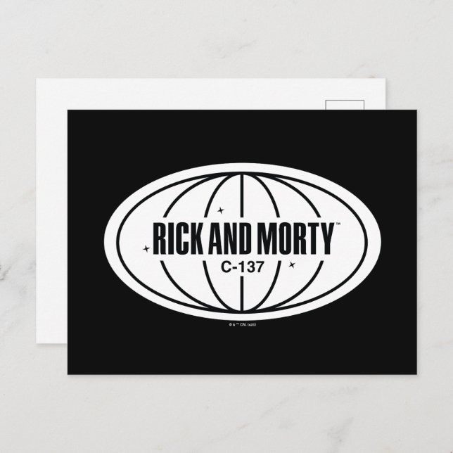 Retro Rick and Morty C-137 Dimension Badge Vykort (Fram/baksida)