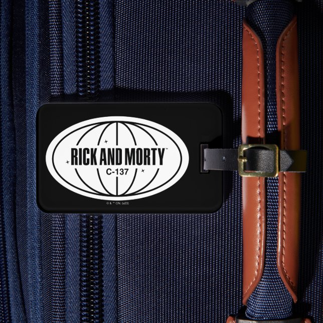 Retro Rick och Morty C-137 Dimension Badge Bagagebricka (Framsida Insitu 4)