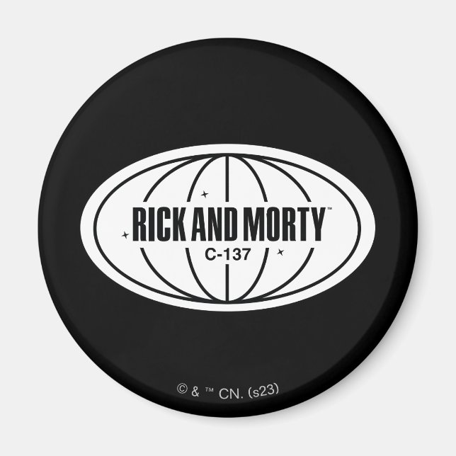 Retro Rick och Morty C-137 Dimension Badge Magnet (Framsidan)