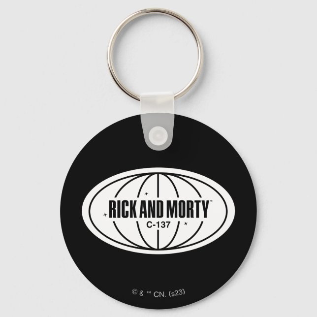 Retro Rick och Morty C-137 Dimension Badge Nyckelring (Framsida)