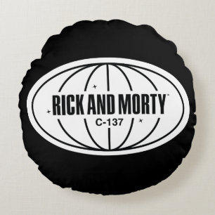 Retro Rick och Morty C-137 Dimension Badge Rund Kudde