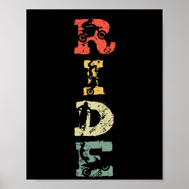 Retro Ride Dirt Bike Motocross motorcykelförare Ri Poster (Framsidan)