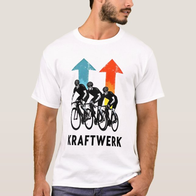 Retro Ride-Revolutionen: Kraftwerk Cycling Crew Te T Shirt (Framsida)