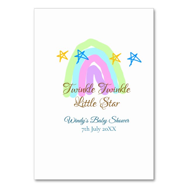 Retro Rinbow twinkle twinkle Little stars baby sh Bordsnummer (Framsidan)