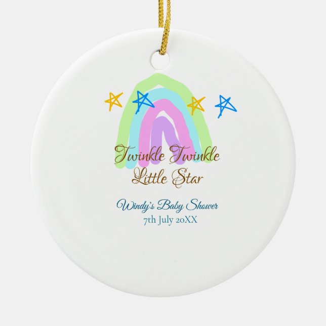 Retro Rinbow twinkle twinkle Little stars baby sh Julgransprydnad Keramik (Framsidan)