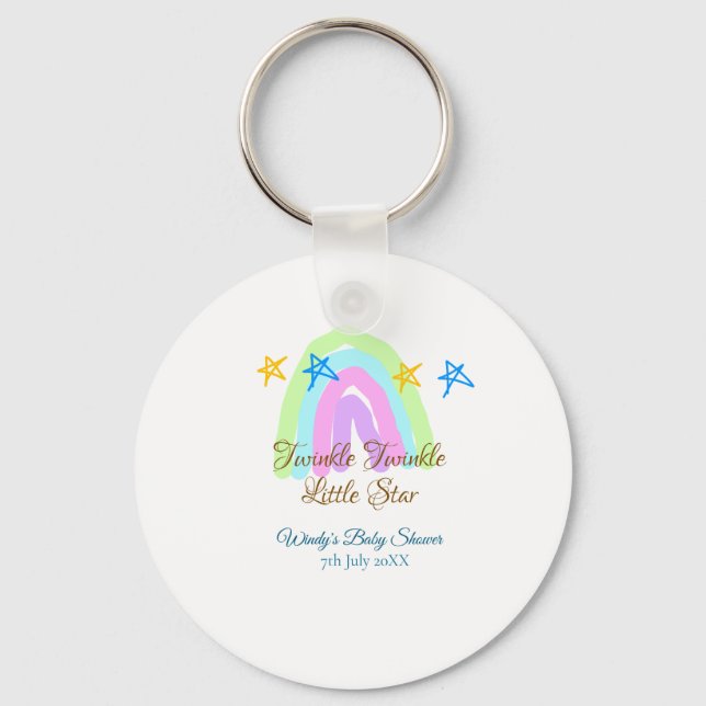 Retro Rinbow twinkle twinkle Little stars baby sh Nyckelring (Framsida)