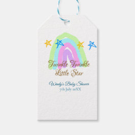 Retro Rinbow twinkle twinkle Little stars baby sh Presentetikett