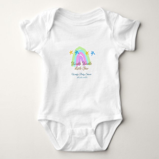 Retro Rinbow twinkle twinkle Little stars baby sh T Shirt (Framsida)