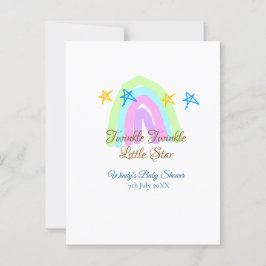 Retro Rinbow twinkle twinkle Little stars baby sh Vykort