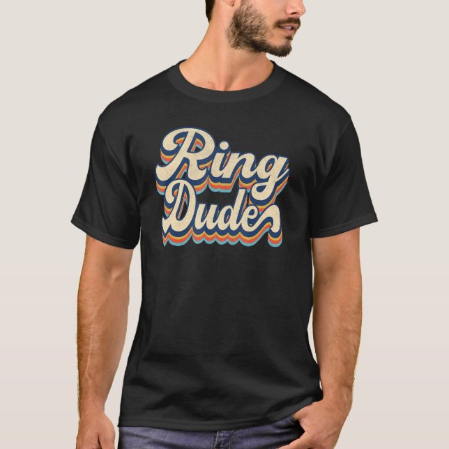 Retro Ring Kille  Bröllopsdusch För Ring Bröllop B T Shirt (Framsida)