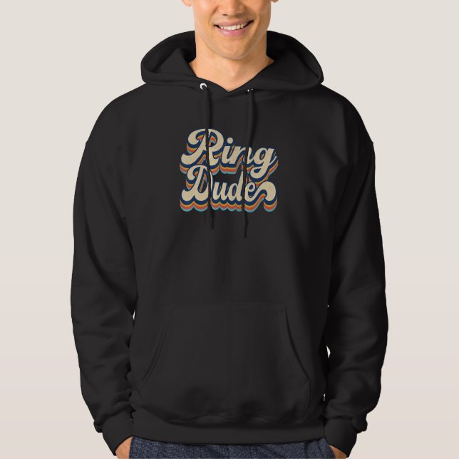 Retro Ringdude  Bröllopsdusch för ringbröllop För Hoodie (Framsida)