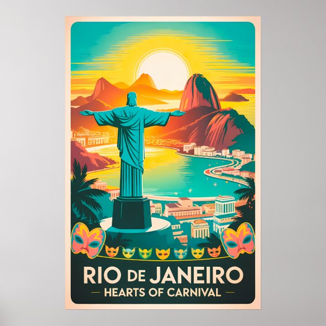 Retro Rio - Kristus Redeemer Poster (Framsidan)