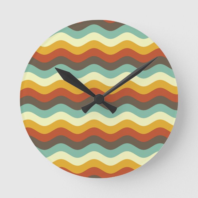 Retro Ripple Groove Rund Klocka (Framsida)
