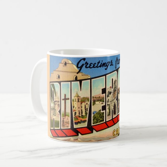 Retro Riverside California Hälsning Mugg (Framsida vänster)