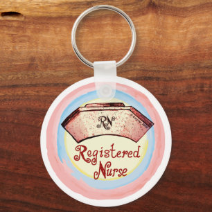 Retro RN Nurse Cap Nyckelring