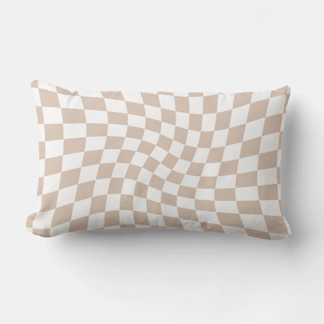 Retro Ro Sand Rosa Pastel Warpe Checkerboard Lumbarkudde (Framsida)