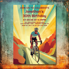 Retro Road Cyclist Cycling Bike Birthday Inbjudningar