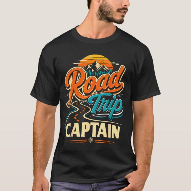 Retro road trip kapten äventyr  t shirt (Framsida)