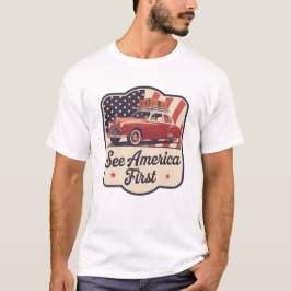 Retro Roadtrip USA 4:e juli Patriotic T Shirt