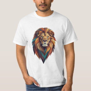 Retro Roar: Geometric Lejon Emblem T-Shirt Designi