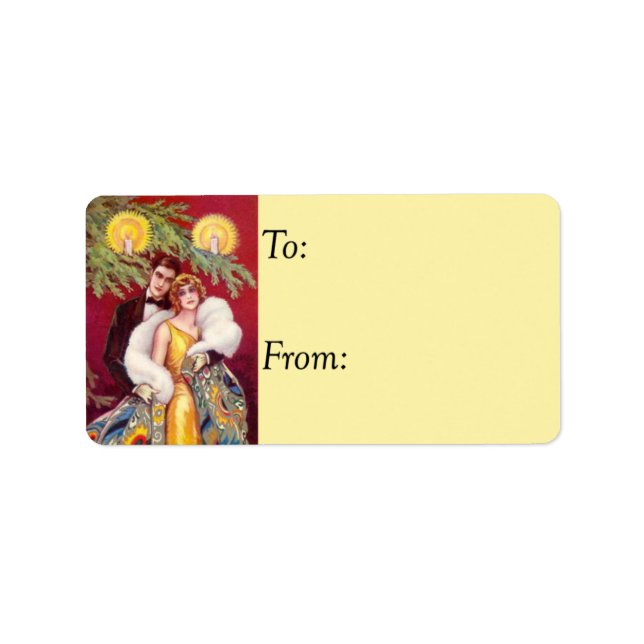 Retro Roaring 20-talets julklapp - Märkre Adressetikett (Framsidan)