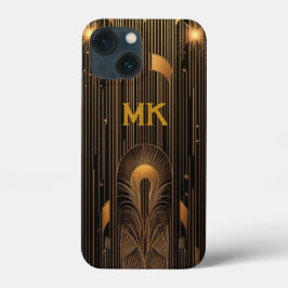 Retro Roaring 20's Art Deco Svart Guld Monogram