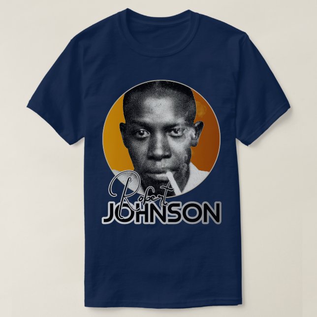 Retro Robert Johnson Guld Tribute T Shirt (Design framsida)