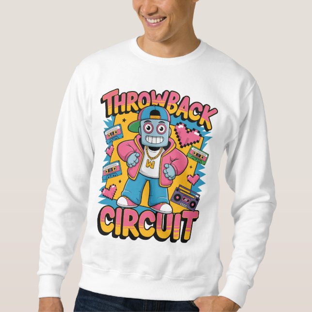 Retro Robot 90s Hip hop Design - Roligtens Tecknad Lång Ärmad Tröja (Framsida)