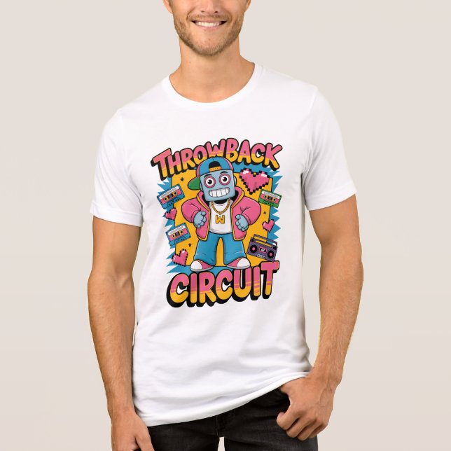 Retro Robot 90s Hip hop Design - Roligtens Tecknad T Shirt (Framsida)