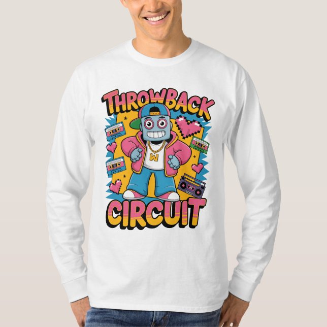 Retro Robot 90s Hip hop Design - Roligtens Tecknad T Shirt (Framsida)