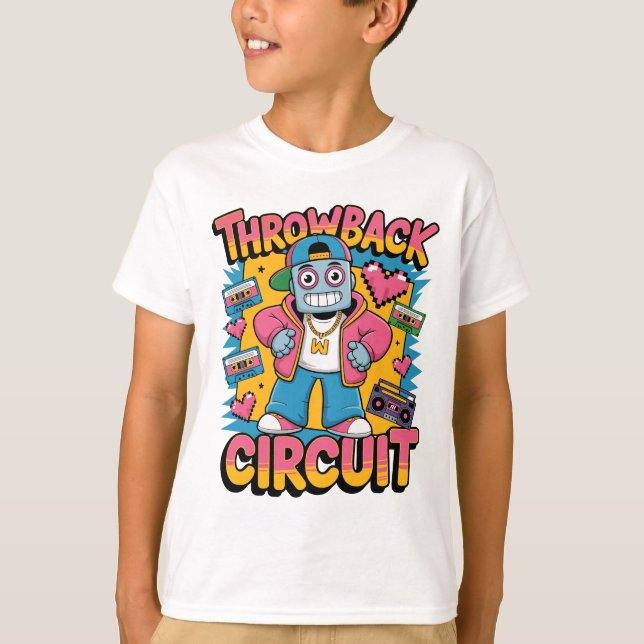 Retro Robot 90s Hip hop Design - Roligtens Tecknad T Shirt (Framsida)