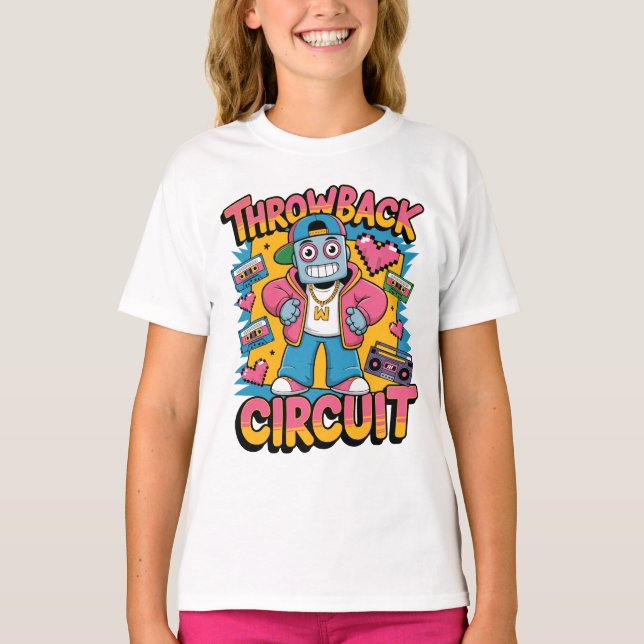 Retro Robot 90s Hip hop Design - Roligtens Tecknad T Shirt (Framsida)