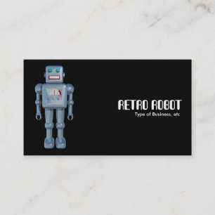 Retro Robot - Black Visitkort