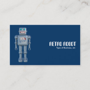 Retro robot - blått (som växlar sidor) visitkort
