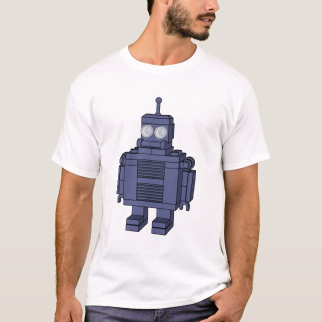 Retro robot - blått t-shirt (Framsida)