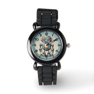 Retro Robot Blue & Grått Kids Armbandsur
