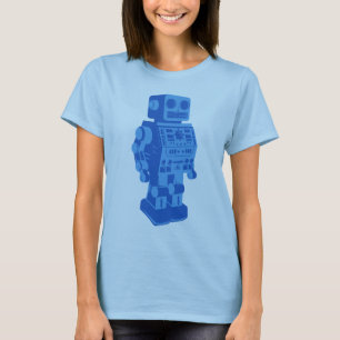 Retro robot för blått t-shirt