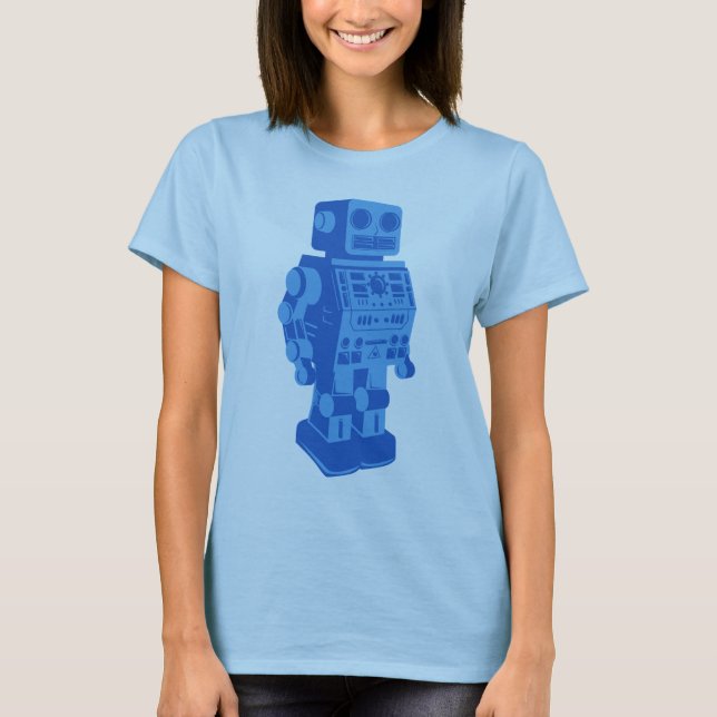 Retro robot för blått t-shirt (Framsida)
