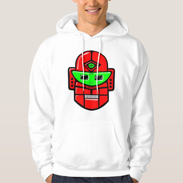 Retro Robot Head - Anpassad Hoodie (Framsida)