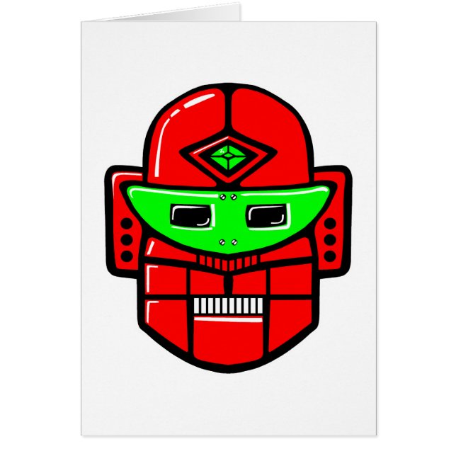 Retro Robot Head Hälsningskort (Framsidan)