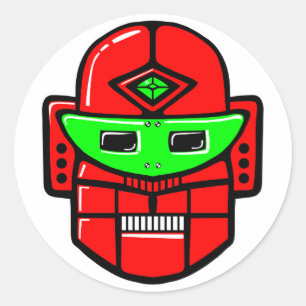 Retro Robot Head Runt Klistermärke