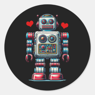 Retro Robot Heart Alla hjärtans dag Kids Småbarn V Runt Klistermärke