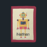 Retro Robot Illustration Personlig Kids<br><div class="desc">Coola återbefordra roboten stil leksak på personligens barn trefaldig plånbok.</div>