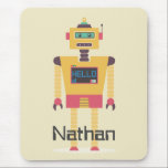 Retro Robot Illustration Personlig Kids Musmatta<br><div class="desc">Coola-reflektor stil leksak-robot på personligens barn-musmatta.</div>