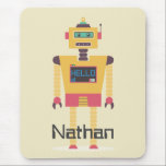 Retro Robot Illustration Personlig Kids Musmatta<br><div class="desc">Coola-reflektor stil leksak-robot på personligens barn-musmatta.</div>