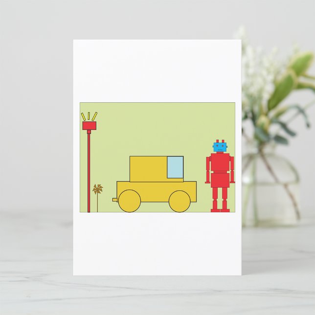 Retro Robot och bil Inbjudningar (Skapare uppladdad)