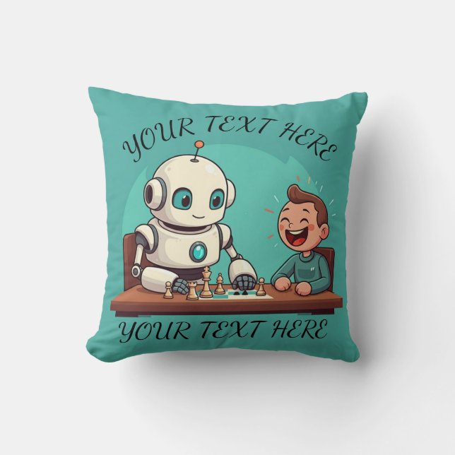 Retro Robot Personlig Tecknad Kudde (Framsida)