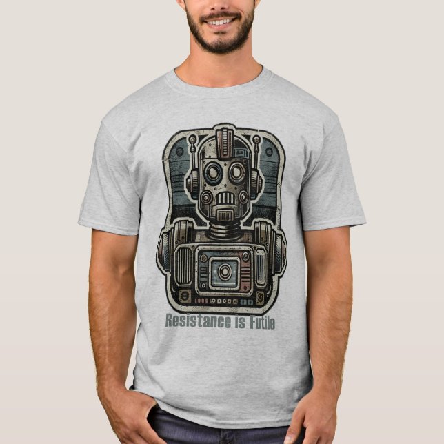 Retro Robot Resistance är Futile T-Shirt (Framsida)