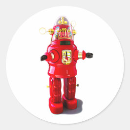 RETRO ROBOT STICKER. RUNT KLISTERMÄRKE