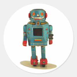 RETRO ROBOT STICKER. RUNT KLISTERMÄRKE